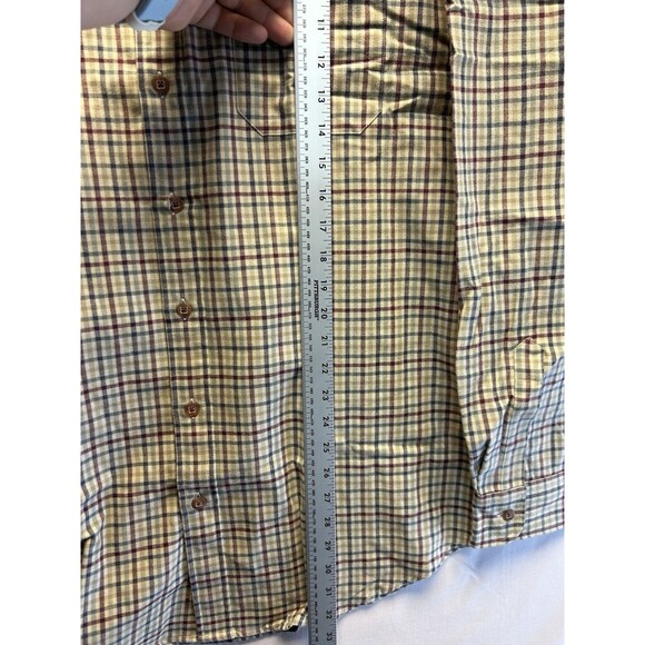 LL Bean Men’s XL Tall Plaid Flannel Button Down Shirt Y2K Beige Cotton Blend - Picture 5 of 7
